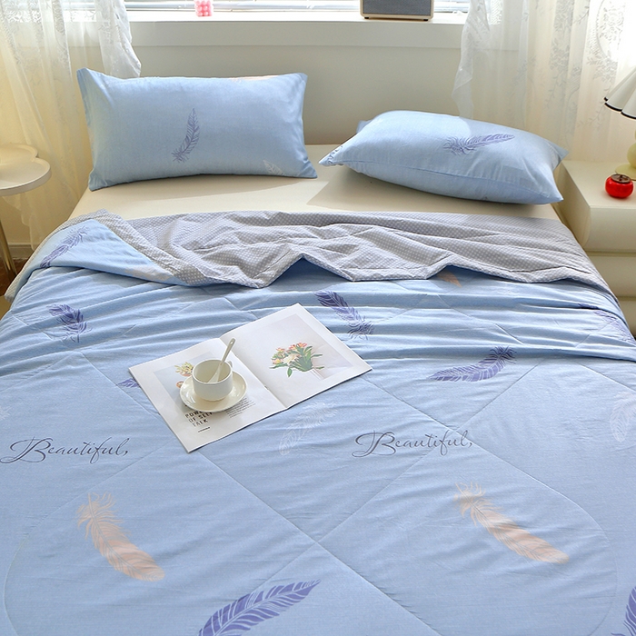 91家纺网 家纺一手货源 找家纺 金柚子2024新款全棉印花夏凉被 飞羽