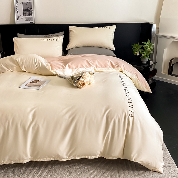 91家纺网 家纺一手货源 找家纺 澳梵家居 2024新款60s全棉刺绣四件套--罗曼克系列 罗曼克-奶白粉