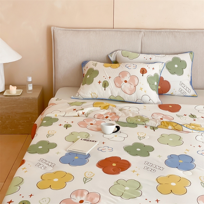 91家纺网 家纺一手货源 找家纺 头等舱 2026新款针织棉凉感氨纶A类印华大豆抗菌夏被 夏日心情