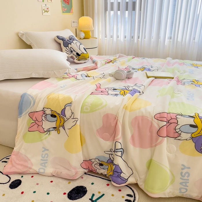 91家纺网 家纺一手货源 找家纺 米菲 2024新款A类凉感丝印花夏被夏凉被被芯 迪士尼-爱心唐老鸭