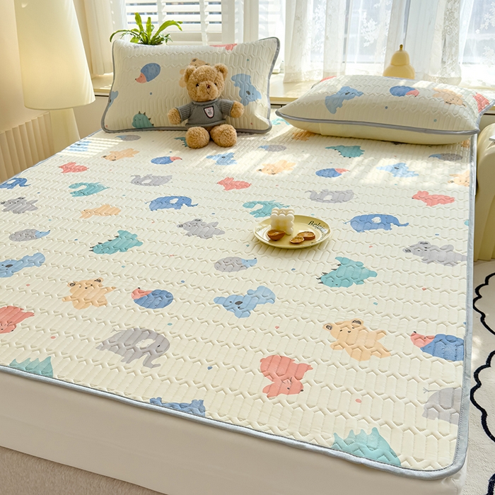 91家纺网 家纺一手货源 找家纺 伊人坊 2024新款A类凉感丝乳胶凉席三件套 动物园