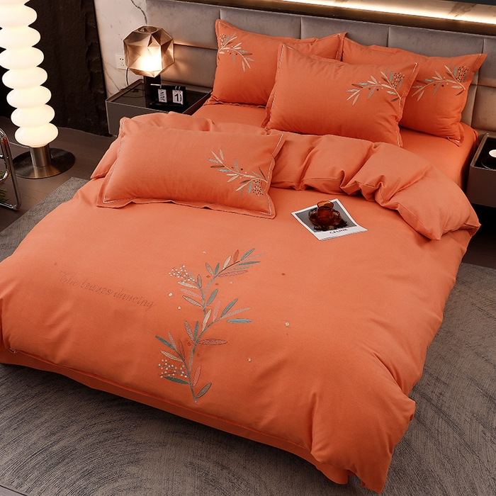 91家纺网 家纺一手货源 找家纺 润淳家居 2025新款全棉磨毛刺绣四件套 如意树 靓桔