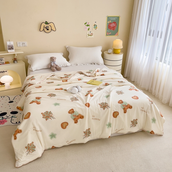 91家纺网 家纺一手货源 找家纺 米菲 2024新款A类凉感丝印花夏被夏凉被被芯 时光熊