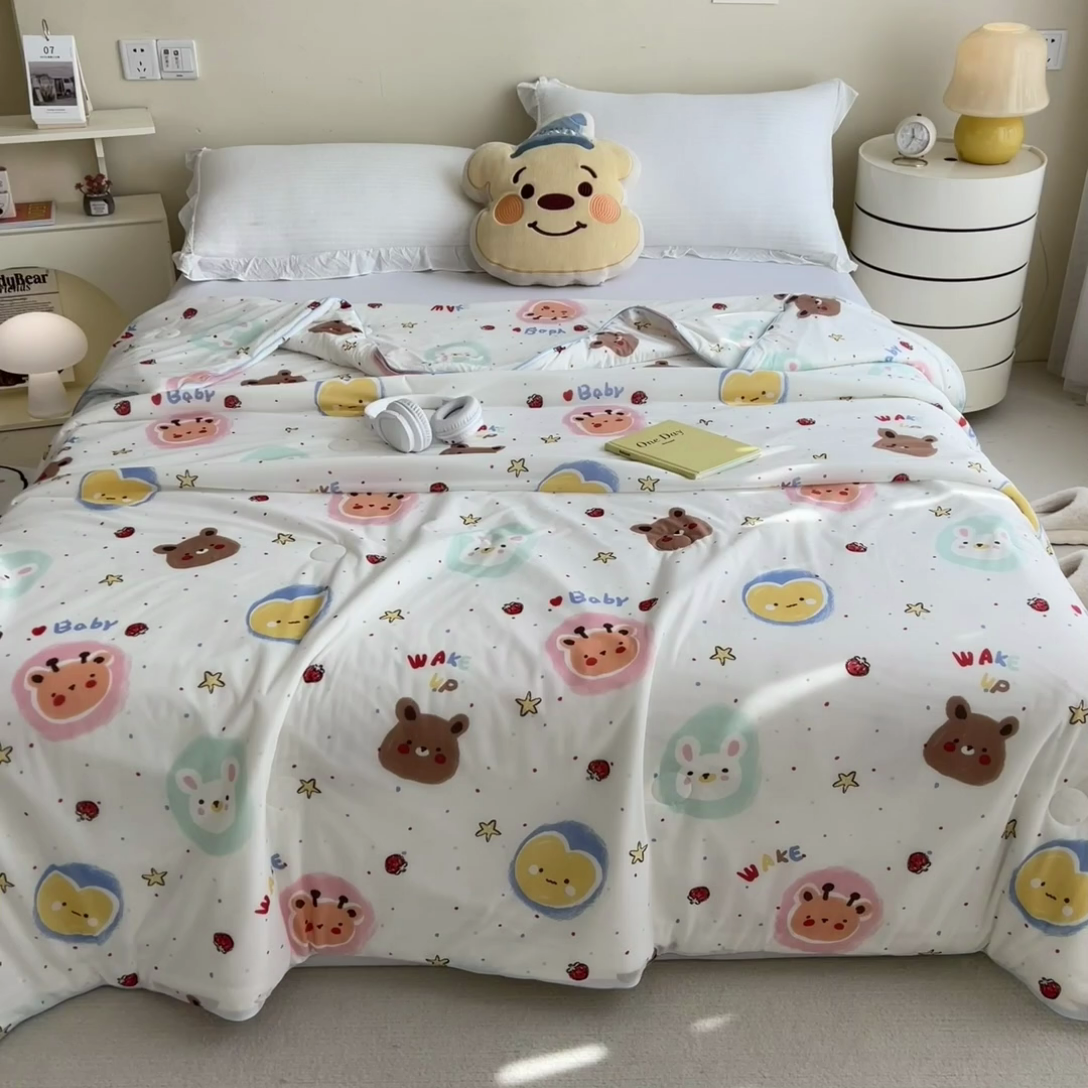 91家纺网 家纺一手货源 找家纺 米菲 2024新款A类凉感丝印花夏被夏凉被被芯 饼干动物