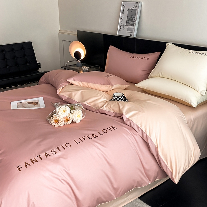 91家纺网 家纺一手货源 找家纺 澳梵家居 2024新款60s全棉刺绣四件套--罗曼克系列 罗曼克-蜜豆粉