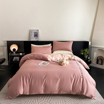 91家纺网 家纺一手货源 找家纺 澳梵家居 2024新款60s全棉刺绣四件套--罗曼克系列 罗曼克-蜜豆粉