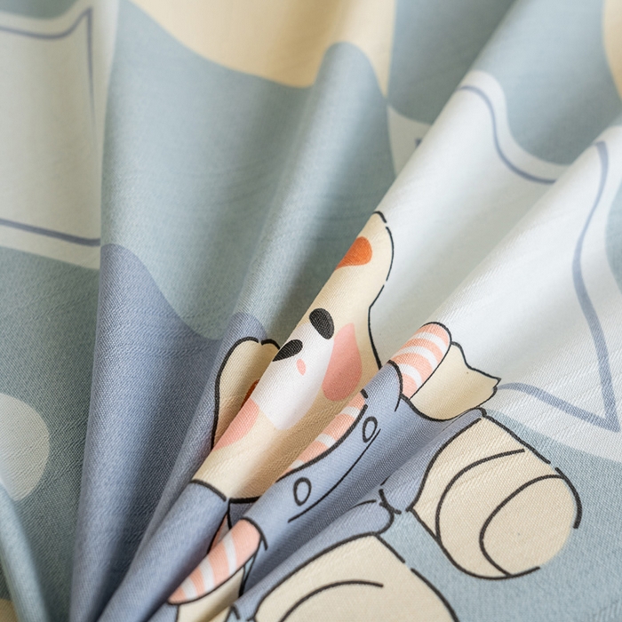 91家纺网 家纺一手货源 找家纺 金泰莱 2025新款花边款老粗布凉席老粗布床单软凉席全棉床单纯棉床单 卡酷熊