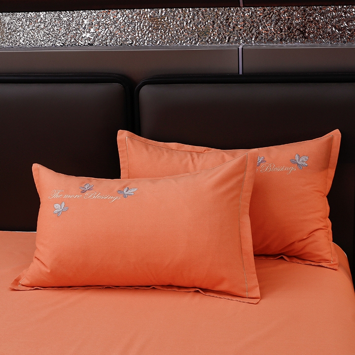 91家纺网 家纺一手货源 找家纺 润淳家居 2025新款全棉磨毛刺绣四件套 心动瞬间 靓桔