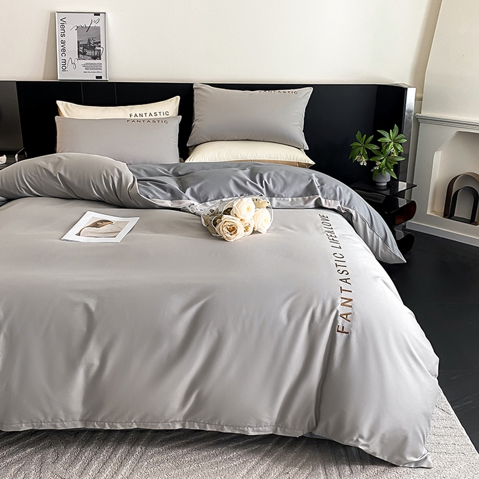 91家纺网 家纺一手货源 找家纺 澳梵家居 2024新款60s全棉刺绣四件套--罗曼克系列 罗曼克-椰子灰