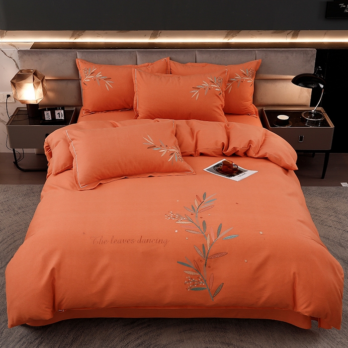 91家纺网 家纺一手货源 找家纺 润淳家居 2025新款全棉磨毛刺绣四件套 如意树 靓桔