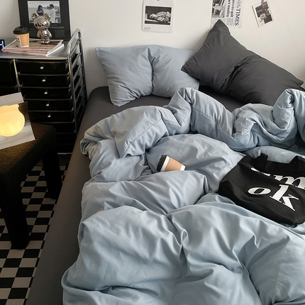 91家纺网 家纺一手货源 找家纺 （总）思诺羽床笠 2025新款高克重水洗棉纯色混搭四件套系列