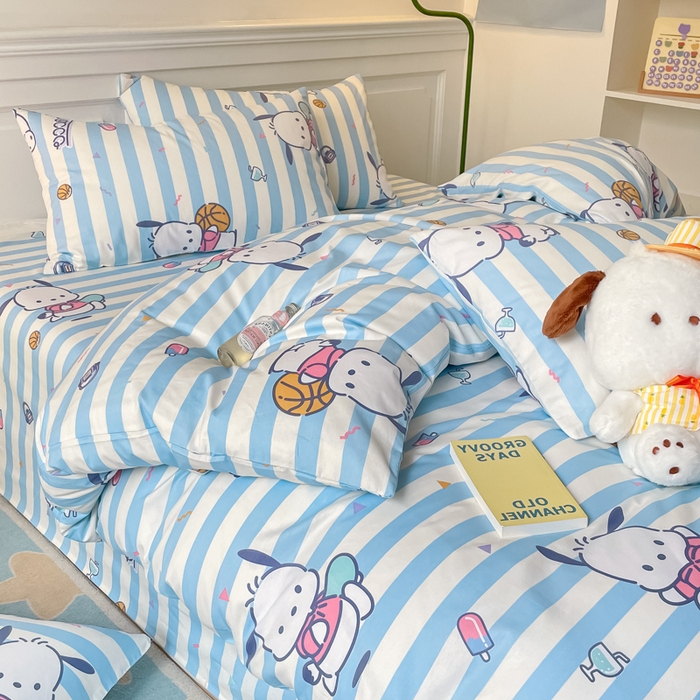 91家纺网 家纺一手货源 找家纺 博雅 2024新款全棉三丽鸥卡通四件套-AA版帕恰狗 运动帕恰狗