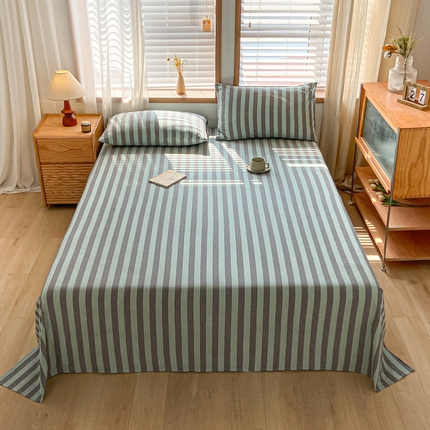 莱登卡奴 2024新款全棉色织水洗棉单品系列 单床单 床单-芙蕾雅绿