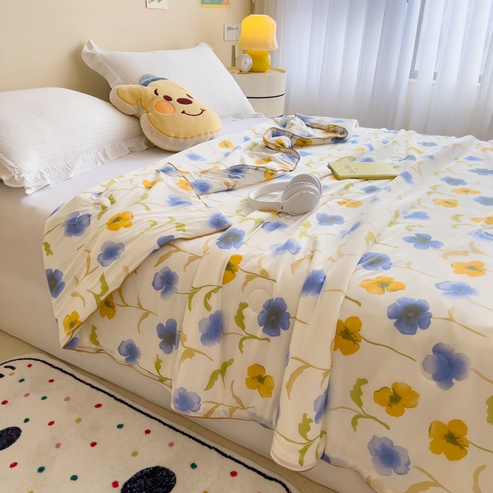 91家纺网 家纺一手货源 找家纺 米菲 2024新款A类凉感丝印花夏被夏凉被被芯 空若幽兰