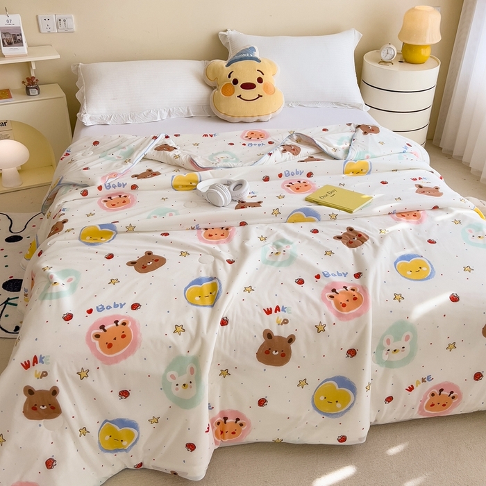 91家纺网 家纺一手货源 找家纺 米菲 2024新款A类凉感丝印花夏被夏凉被被芯 饼干动物