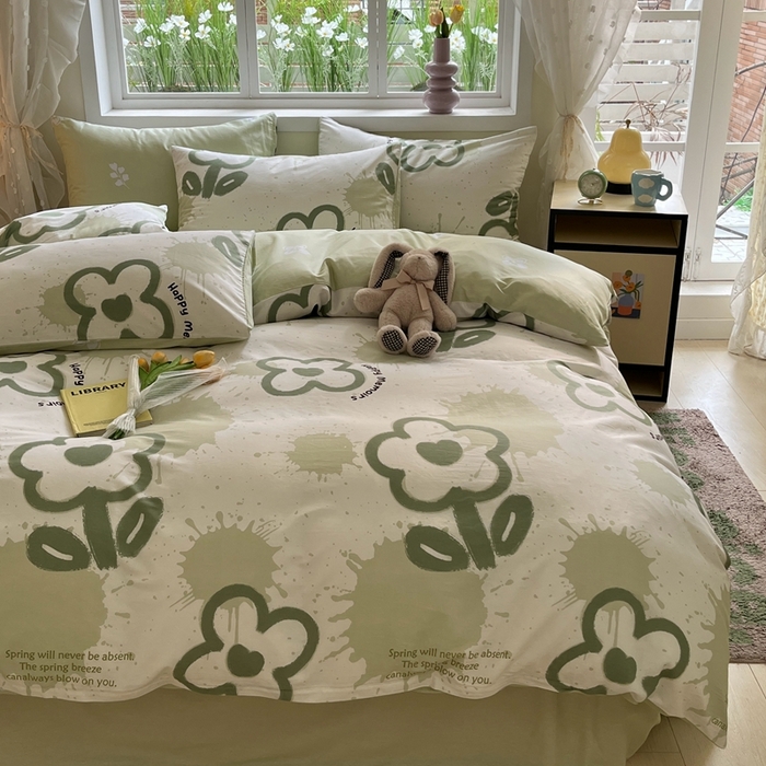 91家纺网 家纺一手货源 找家纺 红馆 2025年全棉12868印花系列四件套清雅