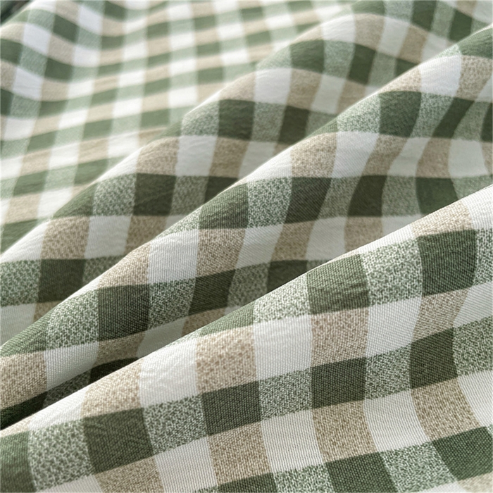 91家纺网 家纺一手货源 找家纺 梦舒羽 2025新款水洗棉麻双人枕套情侣枕芯套加厚枕头套  小格-绿