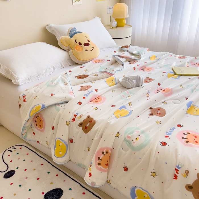 91家纺网 家纺一手货源 找家纺 米菲 2024新款A类凉感丝印花夏被夏凉被被芯 饼干动物