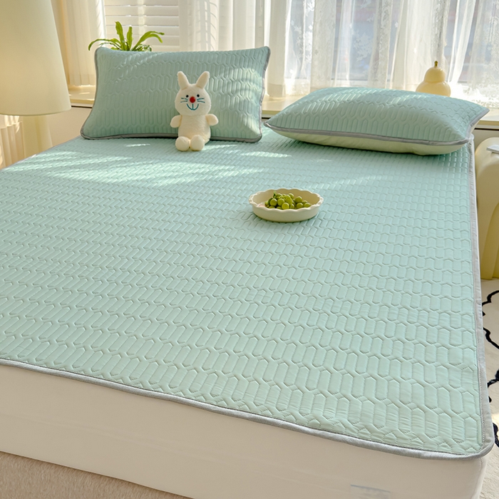 91家纺网 家纺一手货源 找家纺 伊人坊 2024新款A类凉感丝乳胶凉席三件套 薄荷绿