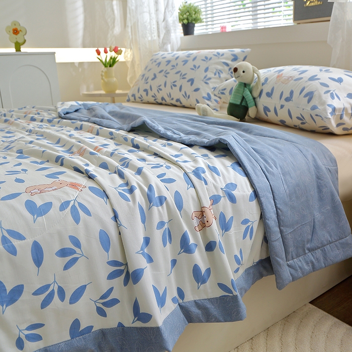 91家纺网 家纺一手货源 找家纺 金柚子2024新款全棉印花夏凉被 乖乖兔