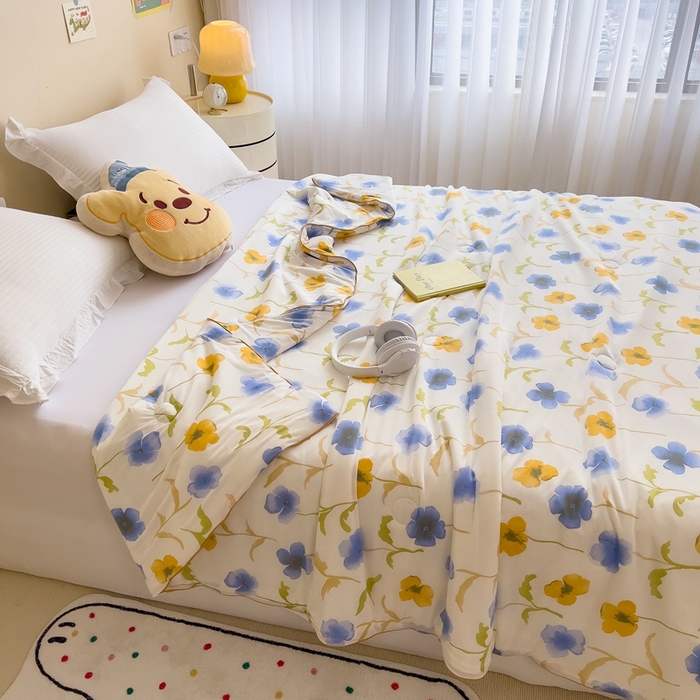 91家纺网 家纺一手货源 找家纺 米菲 2024新款A类凉感丝印花夏被夏凉被被芯 空若幽兰