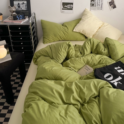 91家纺网 家纺一手货源 找家纺 （总）思诺羽床笠 2025新款高克重水洗棉纯色混搭四件套系列