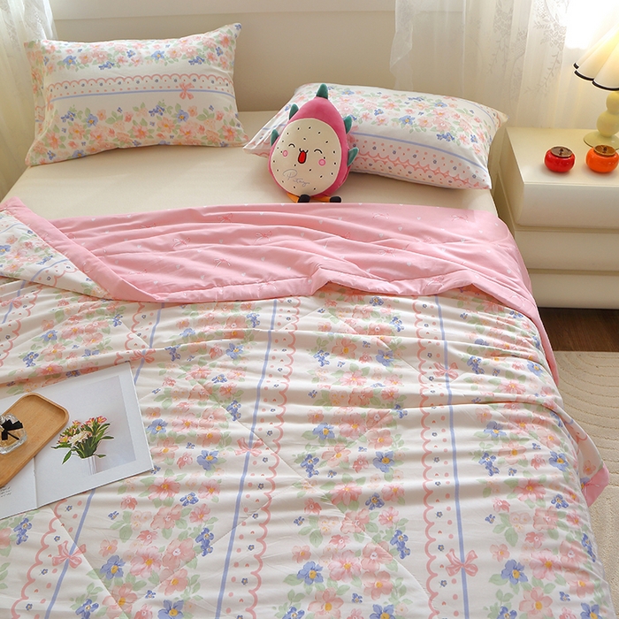 91家纺网 家纺一手货源 找家纺 金柚子2024新款全棉印花夏凉被 繁花