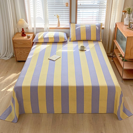 莱登卡奴 2024新款全棉色织水洗棉单品系列 单床单 床单-初享紫
