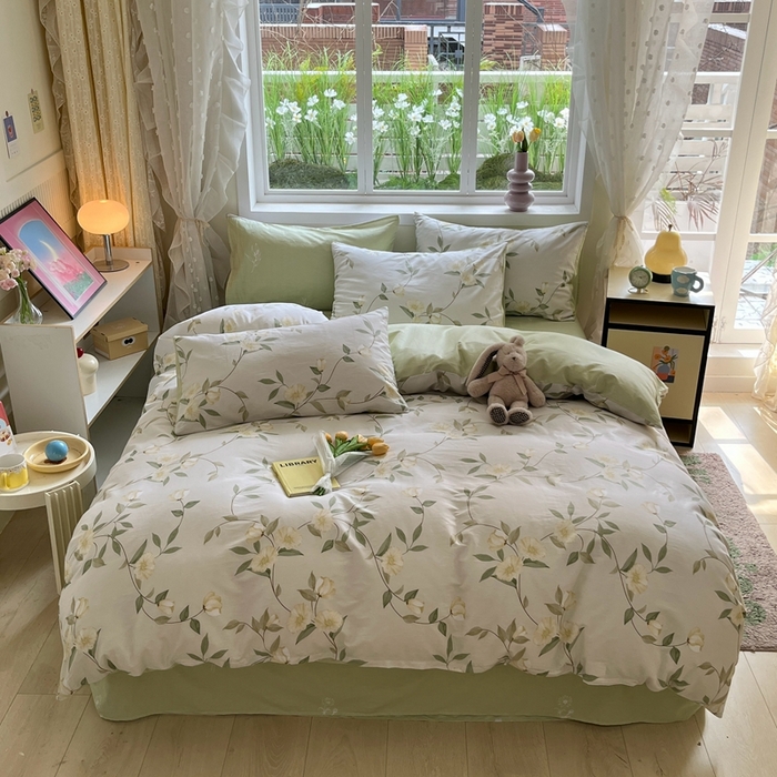 91家纺网 家纺一手货源 找家纺 红馆 2025年全棉12868印花系列四件套白藤