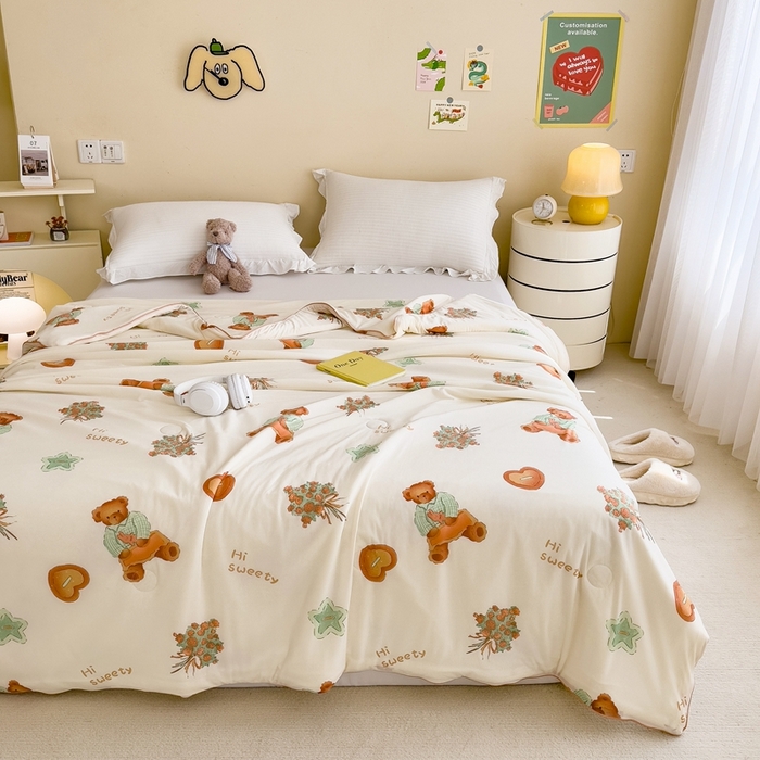 91家纺网 家纺一手货源 找家纺 米菲 2024新款A类凉感丝印花夏被夏凉被被芯 时光熊