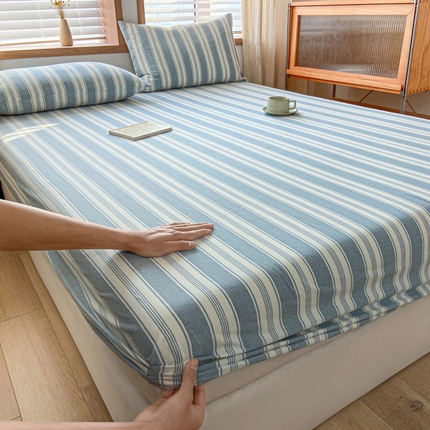 91家纺网 家纺一手货源 找家纺 莱登卡奴 2024新款全棉色织水洗棉单品系列 单床笠 床笠-布莱格兰