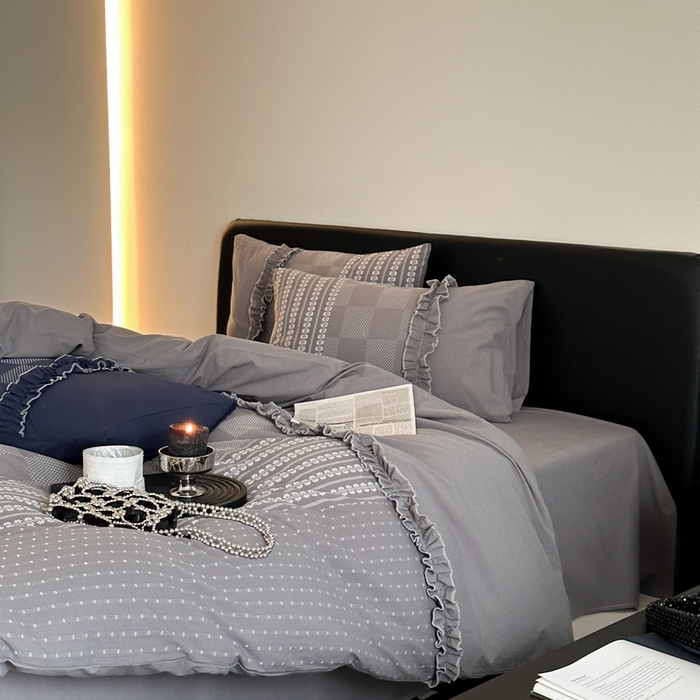 91家纺网 家纺一手货源 找家纺 （总）旷野 2024新款全棉色织双面提花四件套-南法