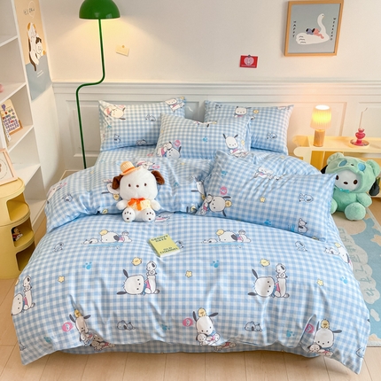 博雅 2024新款全棉三丽鸥卡通四件套-AA版帕恰狗 蓝格帕恰狗