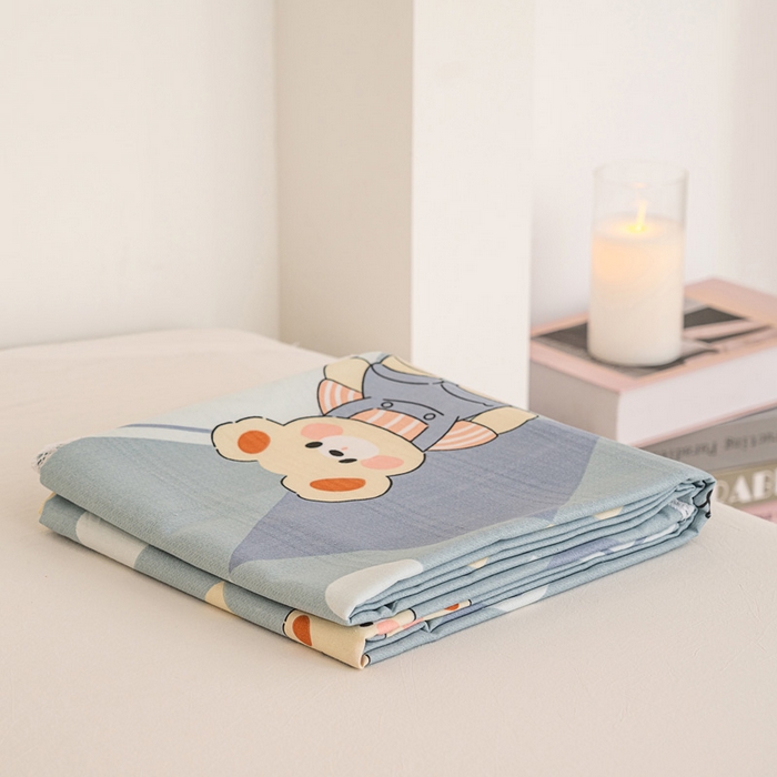 91家纺网 家纺一手货源 找家纺 金泰莱 2025新款花边款老粗布凉席老粗布床单软凉席全棉床单纯棉床单 卡酷熊