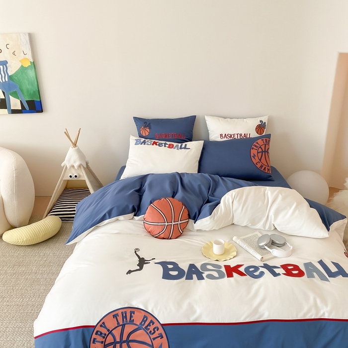 91家纺网 家纺一手货源 找家纺 星野家居2024新款双股澳棉贴布绣四件套—热辣篮球