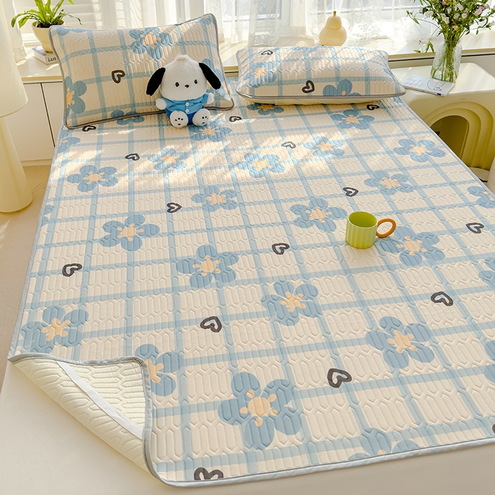 91家纺网 家纺一手货源 找家纺 伊人坊 2024新款A类凉感丝乳胶凉席三件套 花花格调