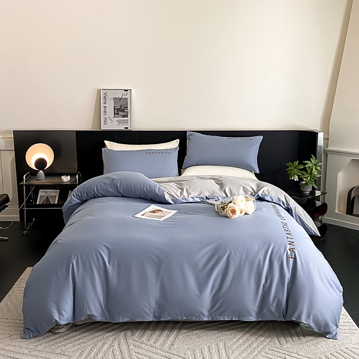 91家纺网 家纺一手货源 找家纺 澳梵家居 2024新款60s全棉刺绣四件套--罗曼克系列 罗曼克-莱茵蓝