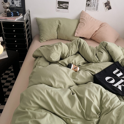 91家纺网 家纺一手货源 找家纺 （总）思诺羽床笠 2025新款高克重水洗棉纯色混搭四件套系列