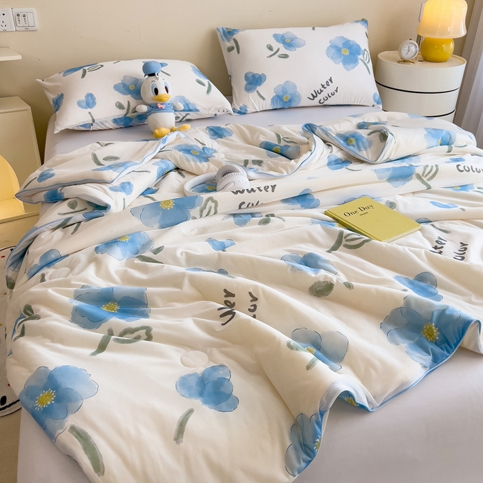 91家纺网 家纺一手货源 找家纺 米菲 2024新款A类凉感丝印花夏被夏凉被被芯 温情花语