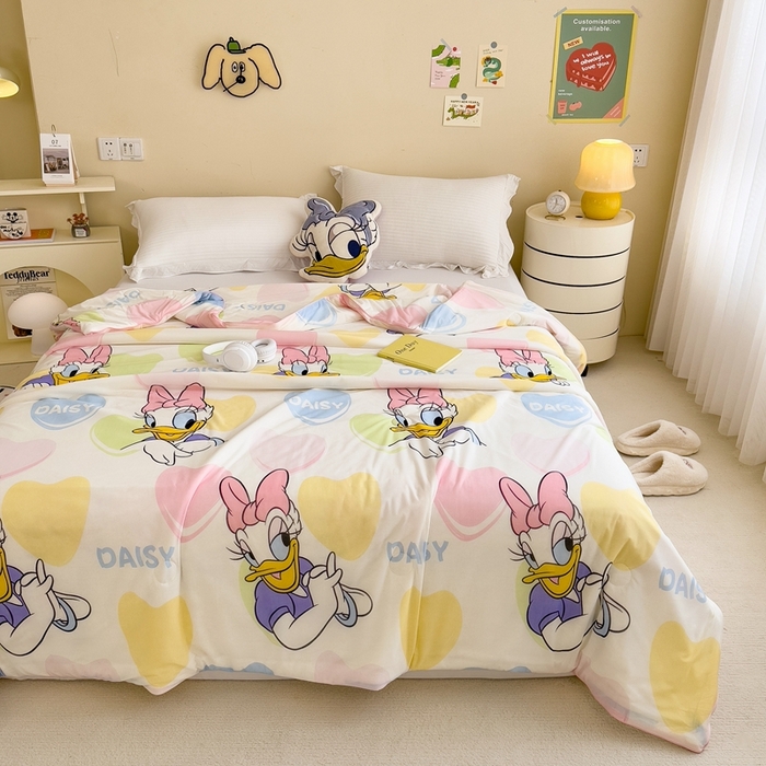 91家纺网 家纺一手货源 找家纺 米菲 2024新款A类凉感丝印花夏被夏凉被被芯 迪士尼-爱心唐老鸭