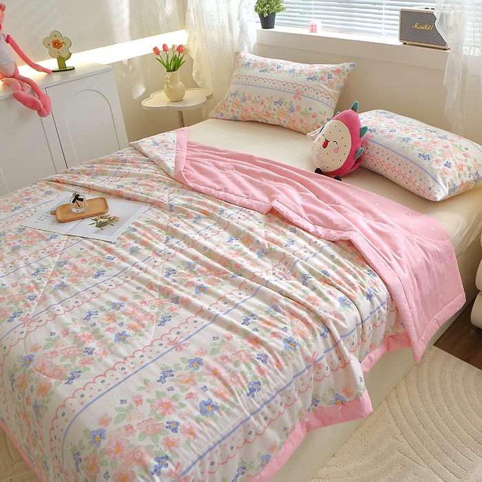 91家纺网 家纺一手货源 找家纺 金柚子2024新款全棉印花夏凉被 繁花