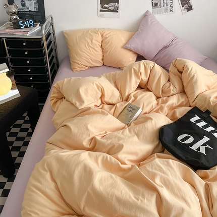 91家纺网 家纺一手货源 找家纺 （总）思诺羽床笠 2025新款高克重水洗棉纯色混搭四件套系列