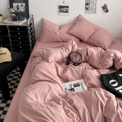 91家纺网 家纺一手货源 找家纺 （总）思诺羽床笠 2025新款高克重水洗棉纯色混搭四件套系列