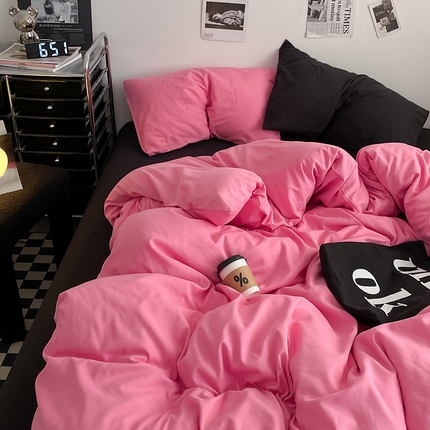 91家纺网 家纺一手货源 找家纺 （总）思诺羽床笠 2025新款高克重水洗棉纯色混搭四件套系列