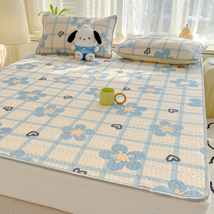 91家纺网 家纺一手货源 找家纺 伊人坊 2024新款A类凉感丝乳胶凉席三件套 花花格调