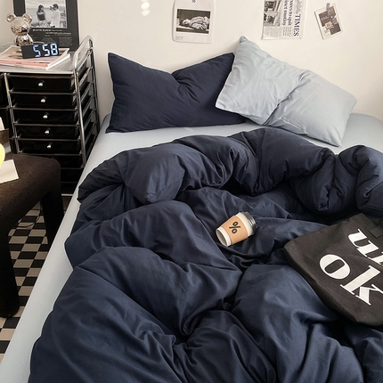 91家纺网 家纺一手货源 找家纺 （总）思诺羽床笠 2025新款高克重水洗棉纯色混搭四件套系列