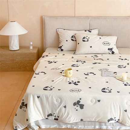 91家纺网 家纺一手货源 找家纺 （总）头等舱 2024新款针织棉凉感氨纶A类印花大豆抗菌夏被