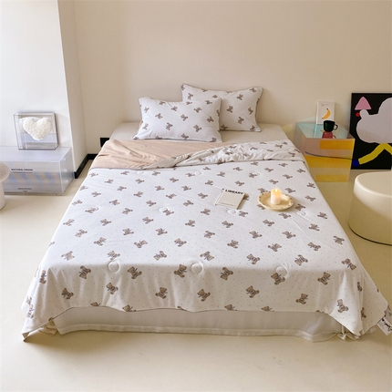 91家纺网 家纺一手货源 找家纺 （总）头等舱 2024新款云感针织A类提花华夫格印花大豆抗菌夏被