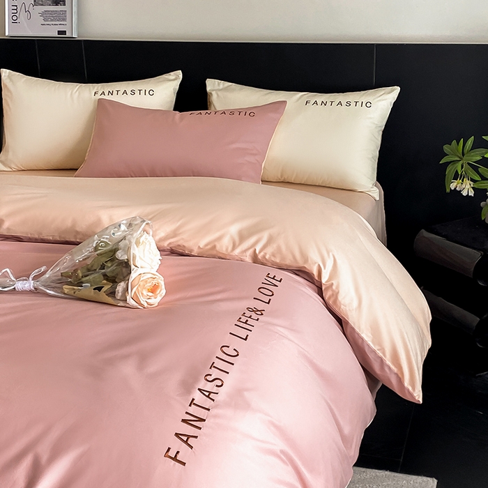 91家纺网 家纺一手货源 找家纺 澳梵家居 2024新款60s全棉刺绣四件套--罗曼克系列 罗曼克-蜜豆粉