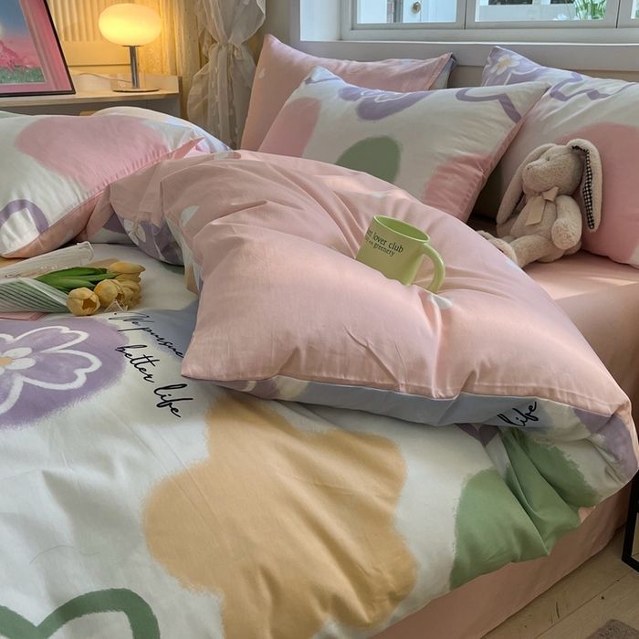 91家纺网 家纺一手货源 找家纺 红馆 2025年全棉12868印花系列四件套玛卡龙